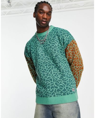 The Ragged Priest Fracture Knitted Jumper - Green