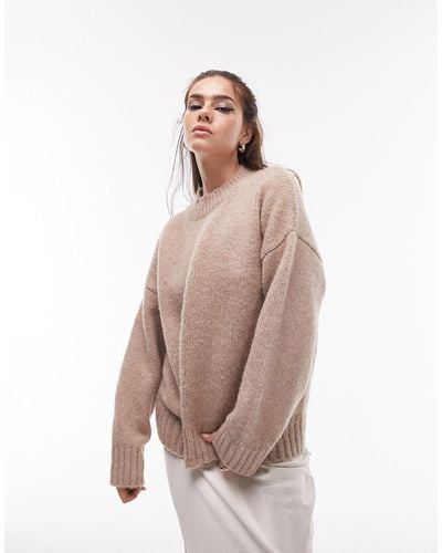 TOPSHOP Knitted Crew Neck Jumper - Natural