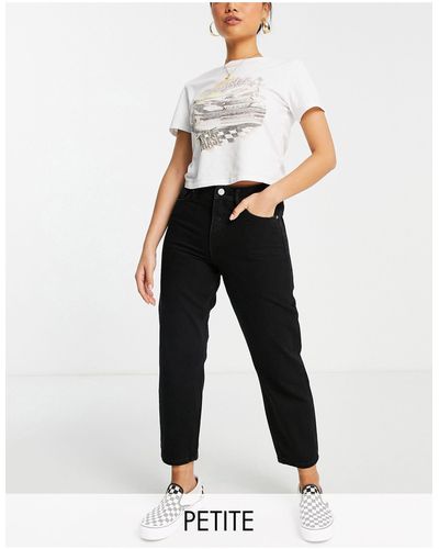 Miss Selfridge Petite - Mom Jeans Met Hoge Taille En Toelopende Pijpen - Zwart