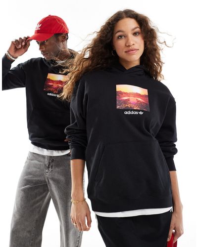 adidas Originals Sunset Graphic Unisex Hoodie - Black