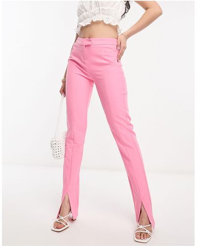 Morgan Split Front Tailored Trouser - Pink