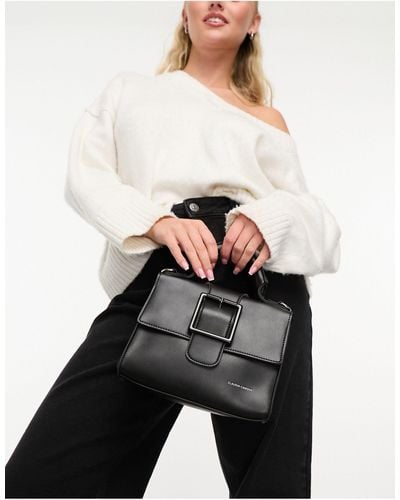 Claudia Canova Structured Mini Bag With Oversized Buckle - Black