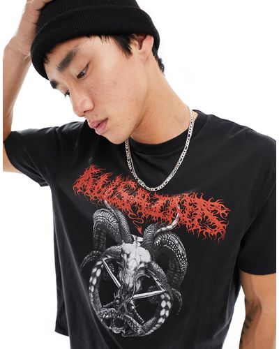 AllSaints Archon - t-shirt à imprimé graphique grunge - délavé - Noir
