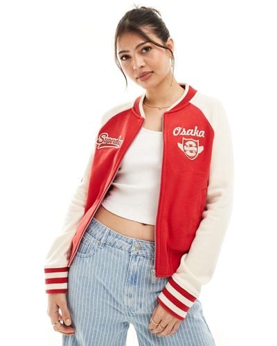 Superdry University Graphic Jersey Bomber - Red