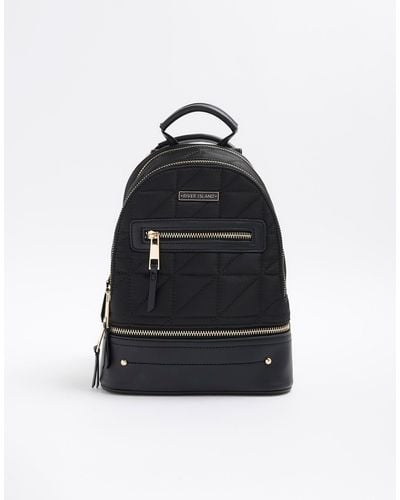 River Island Quilted Zip Backpack - Black