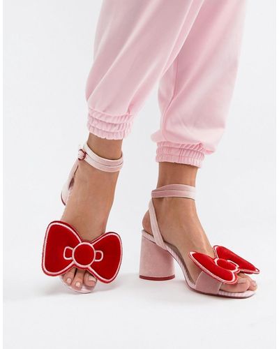 ASOS Hello Kitty x - Sandales à talons avec nœud en velours - Multicolore