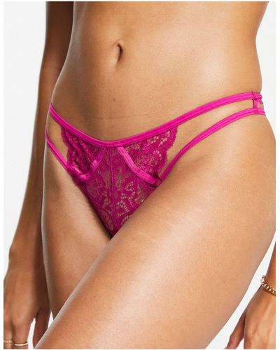 Tutti Rouge Kennedy V Front Lace And Mesh Strappy Thong - Pink