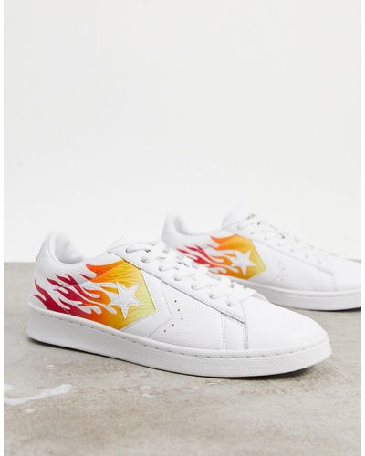 Converse White Flame Pro Leather Ox Sneakers