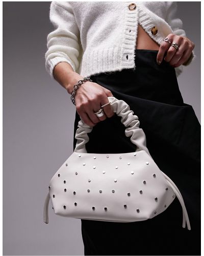 TOPSHOP Genna Studded Grab Bag With Ruched Handle - Grey