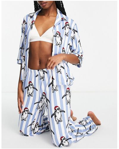 Chelsea Peers – pyjama aus satin - Weiß