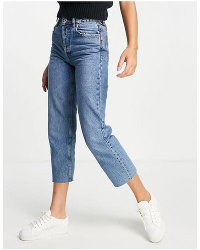 Pull&Bear Straight Cropped Jeans - Blue