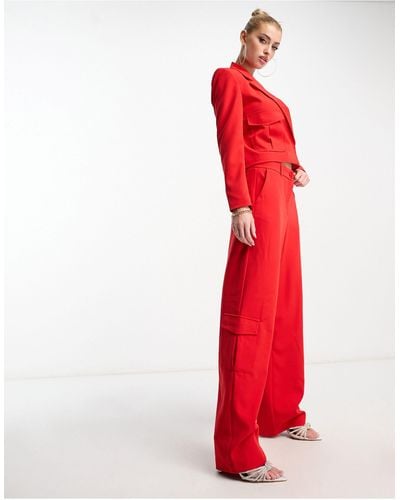 Something New X madeleine pedersen - pantaloni cargo rossi - Rosso