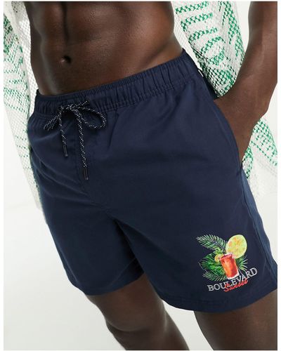 Jack & Jones Intelligence - Zwemshort Met Print - Blauw