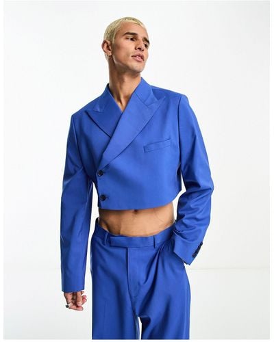ASOS Cropped Suit Jacket - Blue