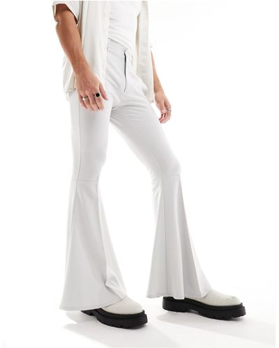 ASOS Pantalon habillé très évasé - gris givré - Blanc
