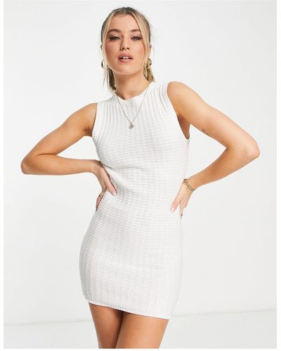 Pretty Lavish Crochet Knit Mini Dress - White