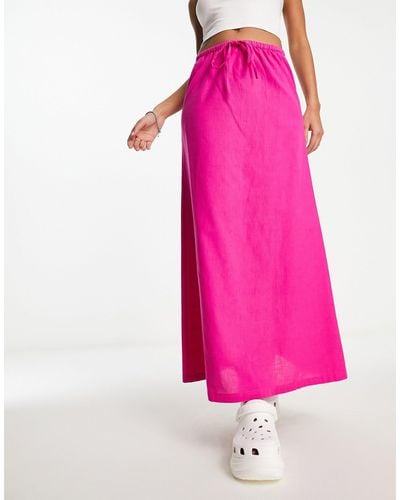 Collusion Low Rise Linen Beach Skirt - Pink