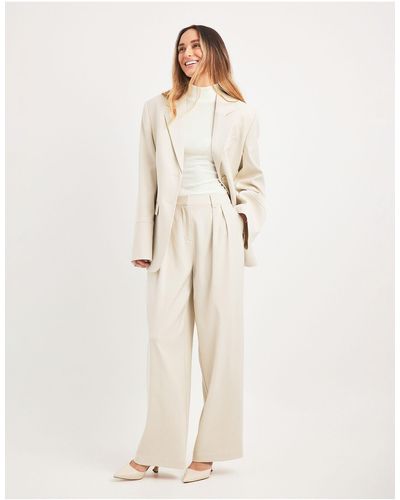 NA-KD Co-ord Tailored High Waist Trousers - Natural
