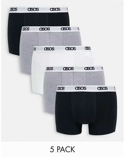 ASOS 5 Pack Trunks With Branded Waistband - White