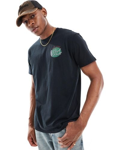 Hollister T-shirt comoda nera con stampa sul retro - Blu