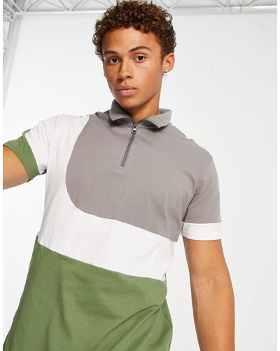 American Stitch Half Zip Polo Shirt - Green