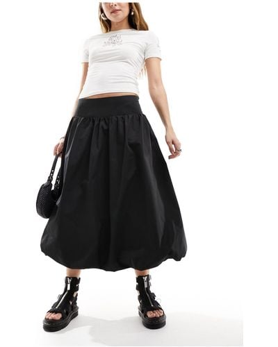 Monki Midaxi Puffball Skirt - Black