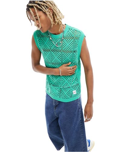 Native Youth Crochet Vest Top - Blue