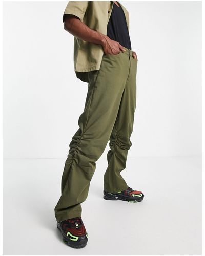 Collusion Ruched Straight Leg Trouser - Green