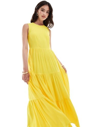 Closet Tiered Smock Midaxi Dress - Yellow