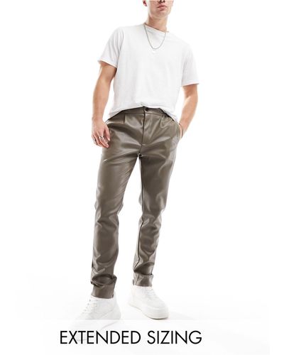 ASOS Skinny Leather Look Sweatpants - Natural