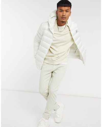 SIKSILK Puffer Jacket With Hood - White