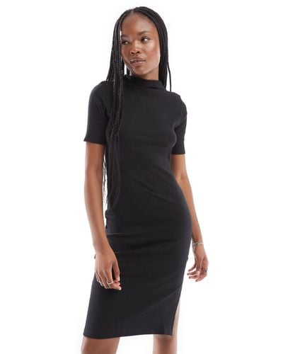 French Connection Ribbed Jersey Turtle Neck Dress - Black