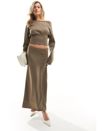 NA-KD Co-ord Knitted Midi Skirt - Natural