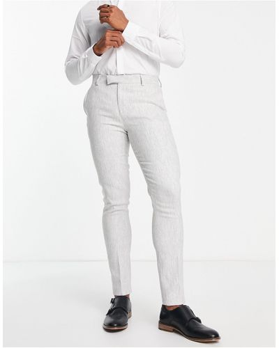 ASOS Skinny Wool Mix Suit Trousers - White