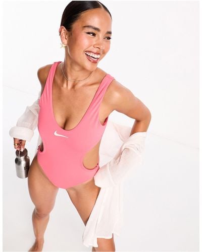 Nike Explore Wild Cutout One Piece Swimsuit - Pink