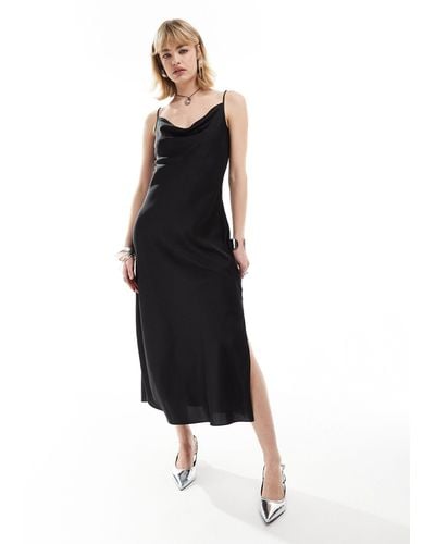 AllSaints Hadley Satin Midi Slip Dress - Black