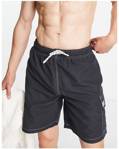 New Look Swim Shorts With Contrast Topstitch - Blue