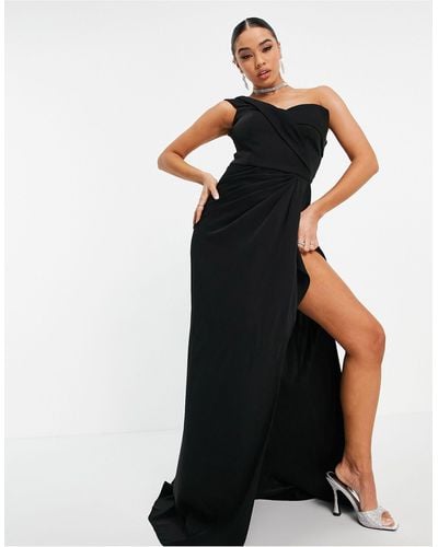 Yaura Bardot High Low Maxi Dress - Black