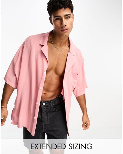 ASOS Camisa largo rosa pétalo con cuello tipo bolera y sisas caídas - Rojo