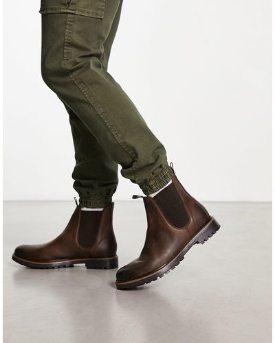 Schuh – dylan – legere chelsea-stiefel aus braunem leder - Grün