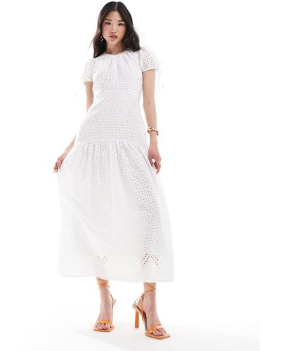 Closet Cap Sleeve Tiered Cotton Maxi Dress - White