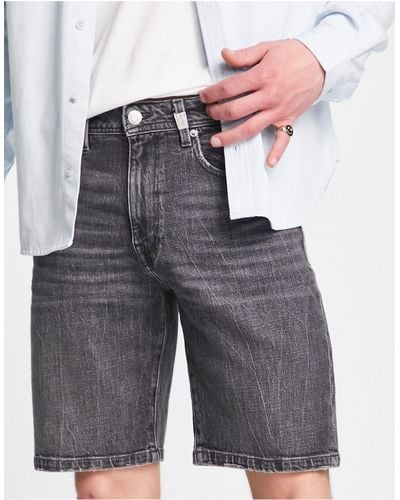 SELECTED Cotton Slim Fit Denim Shorts - Grey