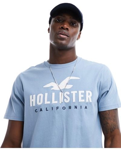 Hollister Camiseta azul claro con logo tech