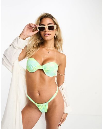 Miss Selfridge Slip bikini a fiori - Verde