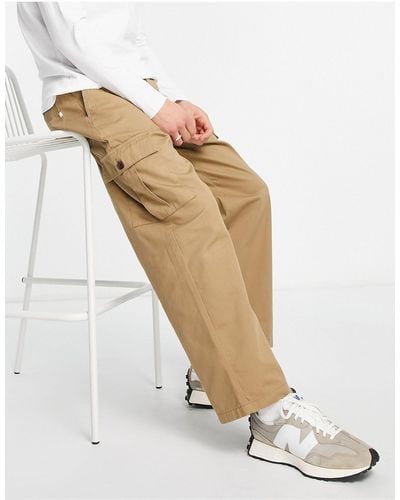 Farah Greenport Cargo Wide Leg Twill Pants - White