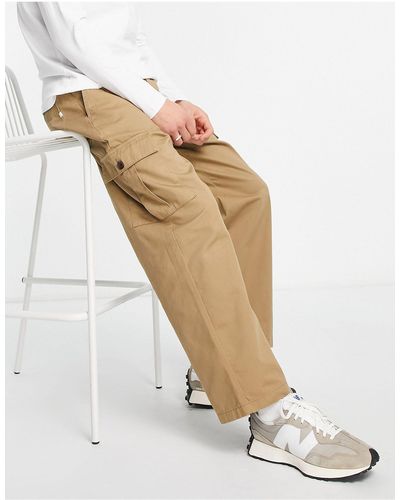 Farah Greenport Cargo Wide Leg Twill Trousers - White