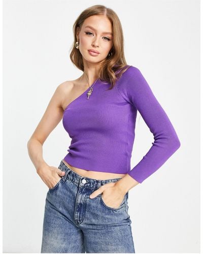 New Look One Shoulder Knitted Top - Purple