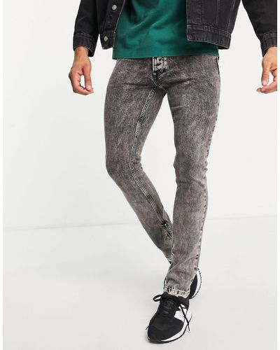 TOPMAN Stacked - Skinny Jeans Met Stretch En Rits - Zwart