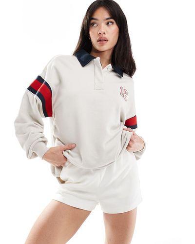 Cotton On Graphic Oversized Long Sleeve Polo - White
