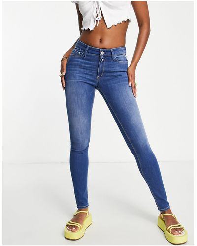 Replay Luzien - Skinny Jeans Met Hoge Taille - Blauw